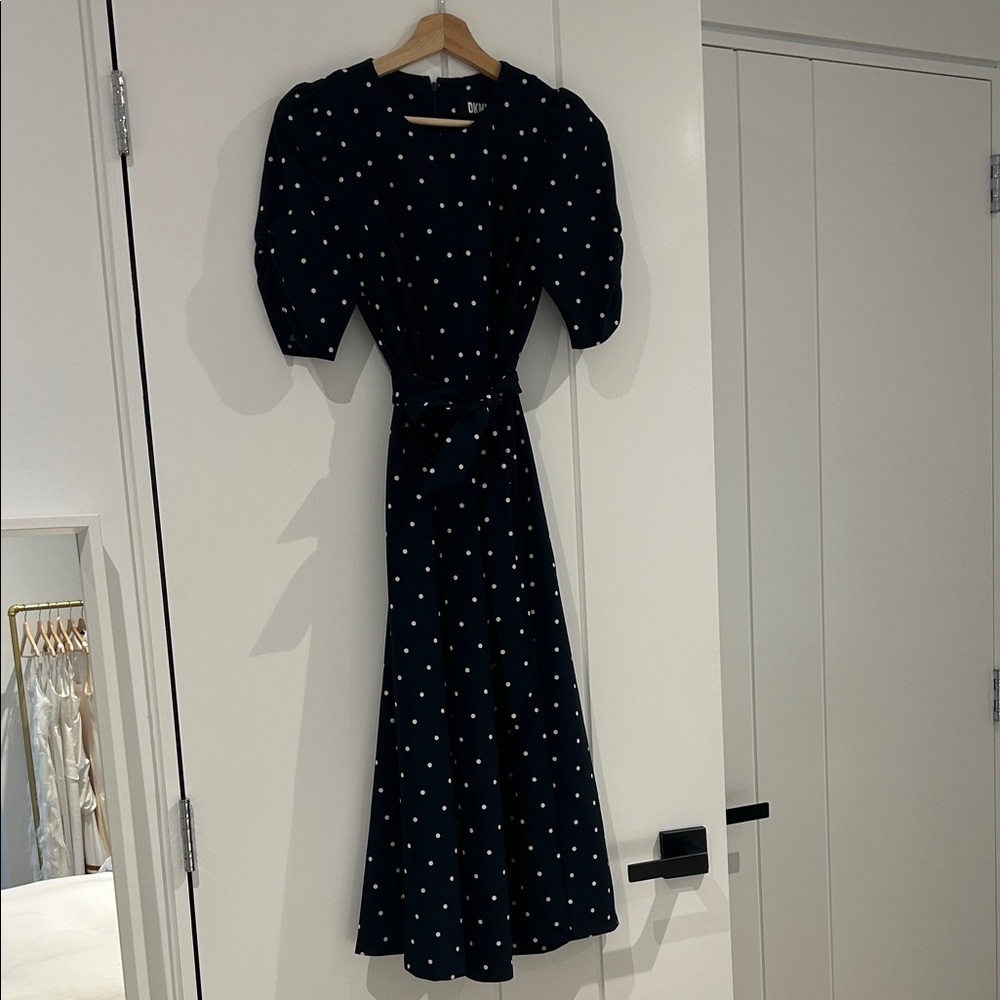 DKNY Dark Blue Dress with White Dots
